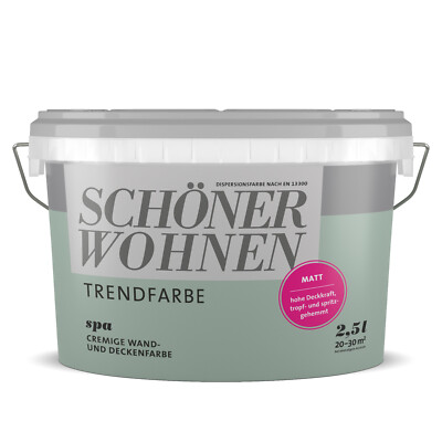 Schöner Wohnen Wandfarbe Spa 2,5 Liter matt Trendfarbe