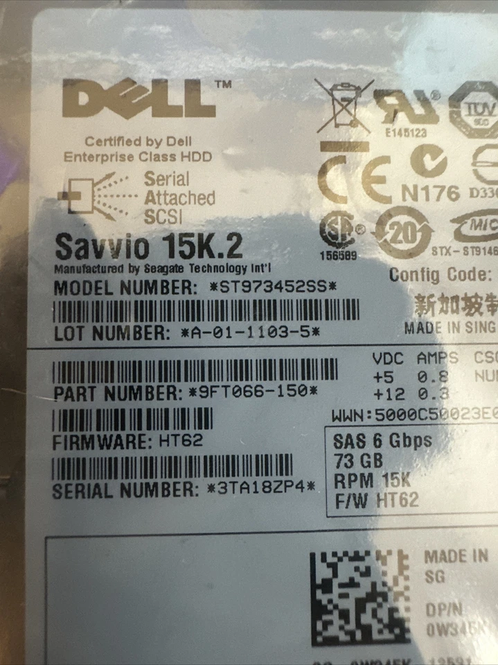 Dell Seagate 9FT066-050  73GB SAS 6Gbps 16MB 2.5" HDD internal hard drive - Image 3 of 4
