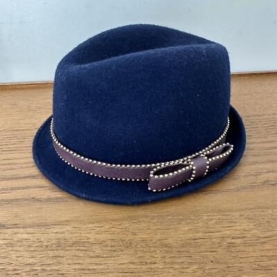 Juicy Couture 100% Wool Fedora Hat Navy Women's One Size - Main Image