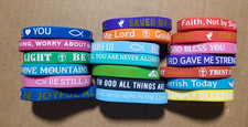 Lot of 20 Jesus Loves You / Praise Rubber Bracelets Colorful Silicone Wristbands