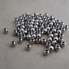 100 round 3mm beads stainless steel seamless 1mm hole
