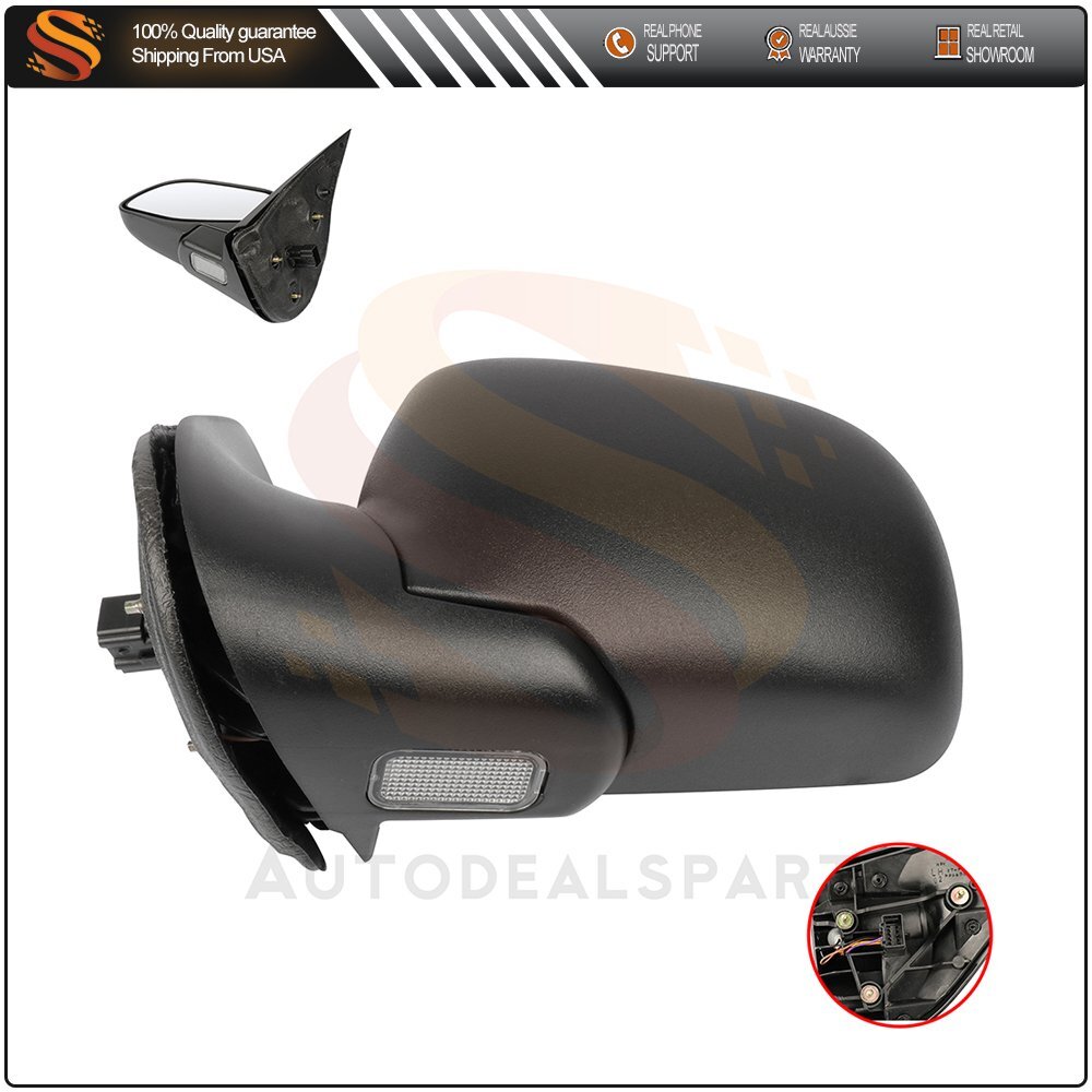 2002-2005 Ford Explorer Left Side Mirror with Power Puddle Light and Manual Fold in Black