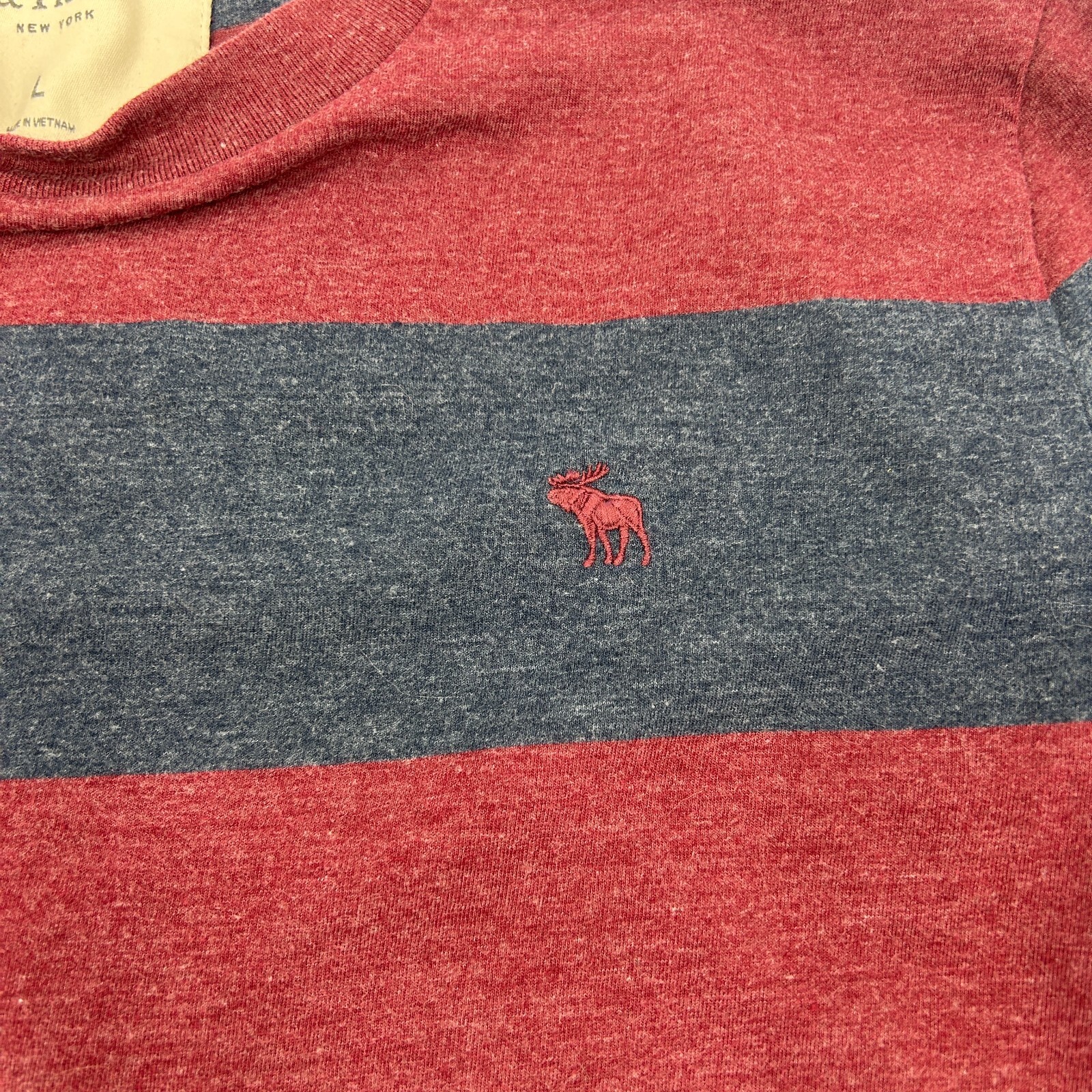 Vtg Abercrombie Rugby Crew Red and Blue Strip Sz Lg Long Sleeve Muscle Tee