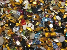 125 TINY SWAROVSKI MIXED SHAPES RHINESTONES CRYSTAL LOT VTG BAGUETTES NAVETTES +