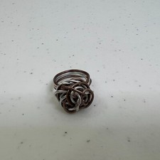 Wire Wrapped Ring Size 7 Gray Swirl Mixed Metal Twisted Silver Tone Cluster