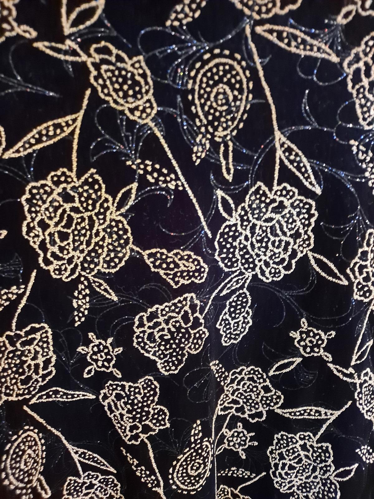 Notations Black Velvet with Gold Flower Cardigan with Attached Velvet Top Size L