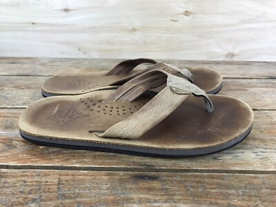 Vintage Reef Brown Leather Flip Flops Sandals Men Size Patina Y2K 90s 
