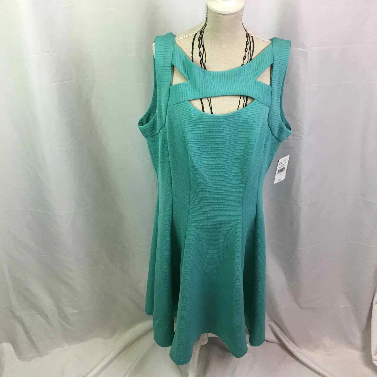 Danny Nicole Fit Flare Dress Aqua Navy 12