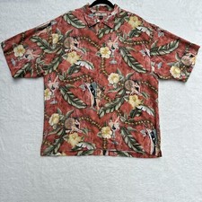 Tommy Bahama Shirt Mens XL 100 Silk 2004 In Full Swing Wooden Buttons Pinup