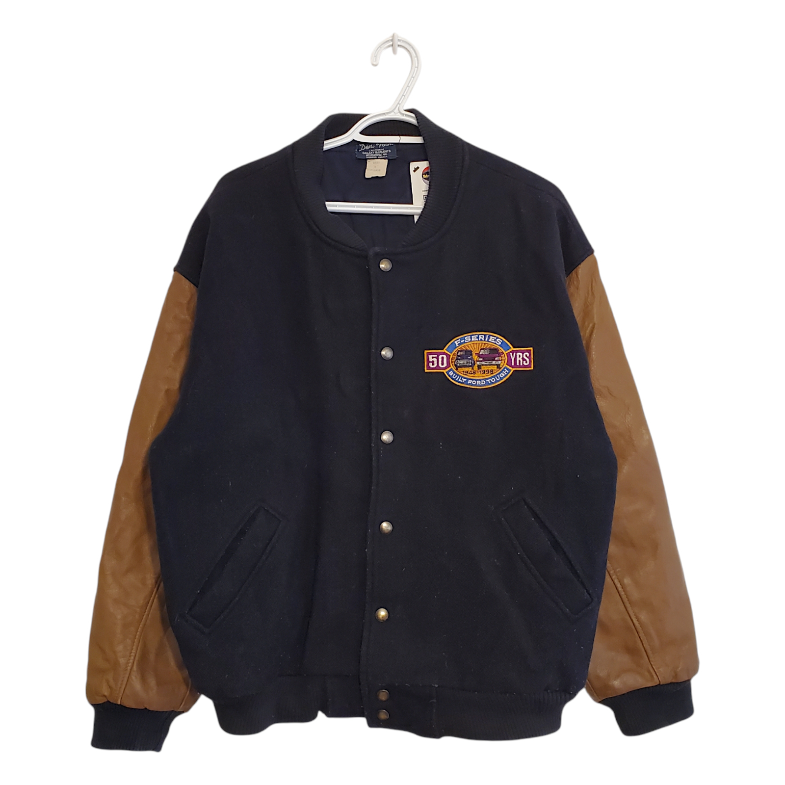 Vintage 90s 1998 Ford F Series truck wool leather bomber jacket size M