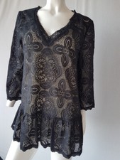 Hallhuber Bluse Tunika schwarz Spitze Gr.40=UK12***NEU