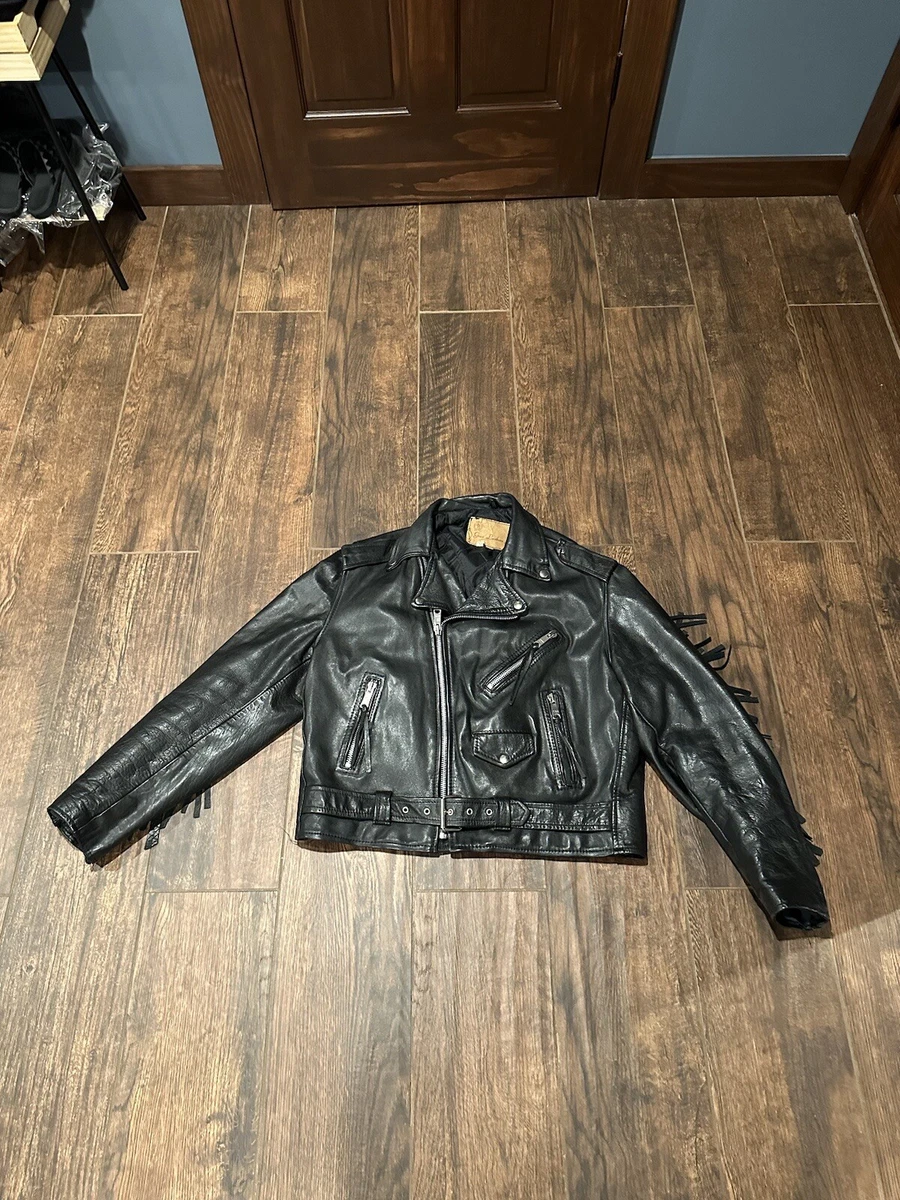 Vintage 70's Gino Leathers Cowhide Motorcycle Biker Jacket Size 44 Leather  | eBay