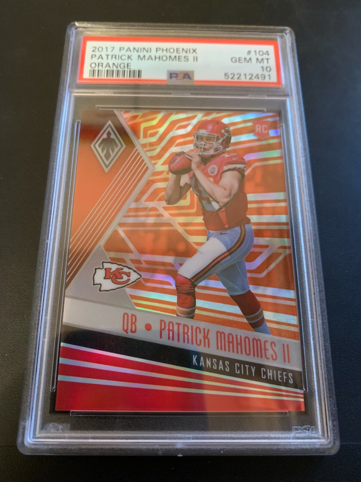 PATRICK MAHOMES 2017 PANINI PHOENIX #104 ORANGE ROOKIE RC 18/99 PSA 10 GEM MINT