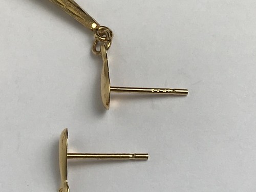 Gold Obelisk Earrings 9ct Gold Obelisk Dangle Pattern Vintage Stud Gold Earrings - 第 13/14 張圖片