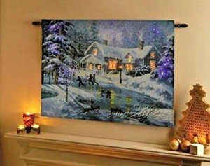 Led Fibre Optic Wall Tapestry Light Up Christmas Decoration