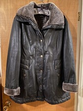 Regent And Company Black Faux Leather Fur Coat Jacket Size L Large
