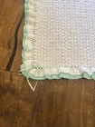 Vintage Mint Green & White Baby Afghan Blanket Crocheted w/Double Ruffle 30 X 36 — photo 2