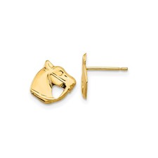 14k Yellow Gold Childrens Polished Horse Head Post Earrings