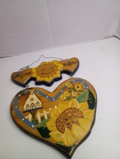 Wooden Wall Hanging Decor Sunflower Welcome Hand Painted Cottagecore Country 13"