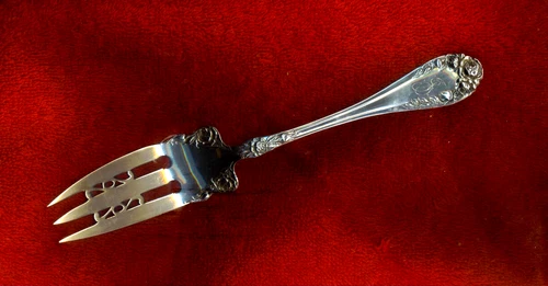 RW & S 1888 Wallace Sterling ROSE Cake Fork Server J Monogram FREE Ship Lovely!