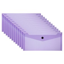 12 Pack A6 Plastic Expanding File Folders with Snap Closure Purple