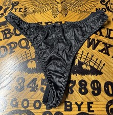 VINTAGE SECOND SKIN HIGHCUT THONG PANTY SIZE 7. BLACK