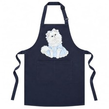 Unisex Cat Chef Apron, Adjustable Strap with Two Pockets Thick Navy Blue