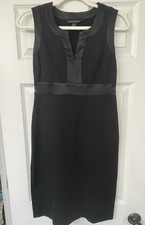 Banana Republic Black Solid V-Neck Sleeveless Sheath Knee Length Dress 4