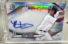 2020 Bowman Chrome Prospects Riley Greene Prime Signatures /50 Auto Tigers