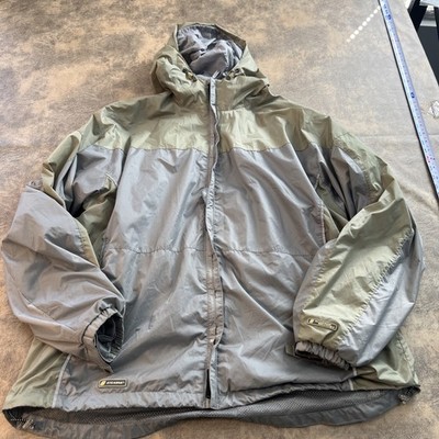 Stearns Rain Jacket Men's 2XL Gray Pistachio Ripstop Colorblock Hooded FZ  *FLAW*