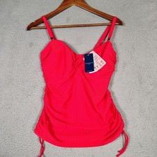 Fantasie Almeria Tankini Top Women 32G Red Twist Front Ruched Underwire Swim NWT