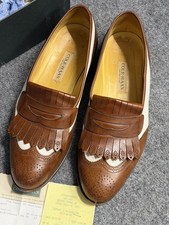 Vintage Cole Haan Mens Brown Leather Kiltie Fringe Penny Loafers USA Made 10.5 D