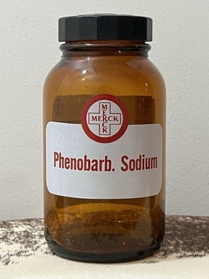 EMPTY - Merck Phenobarbital Sodium 1oz Jar - Rare Pharmaceutical