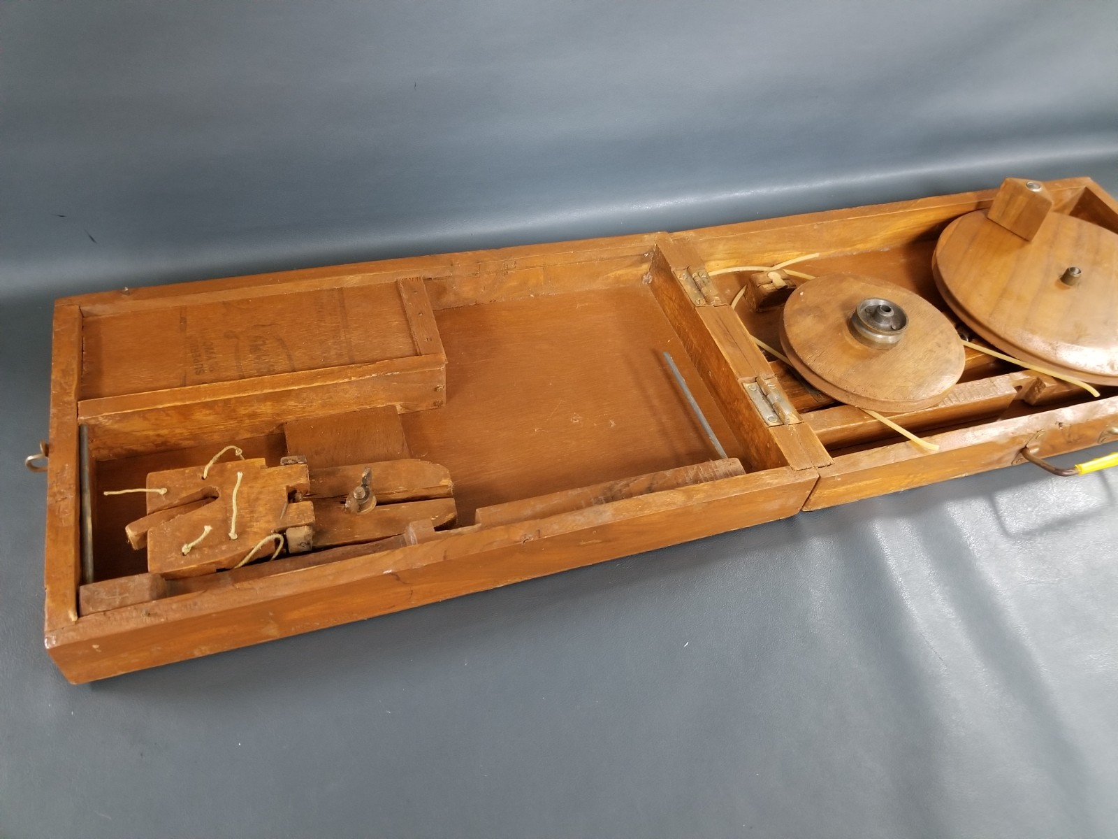 Vintage Old Wooden Book Charkha Spinning Wheel Portable Traditional Yarn Gandhi