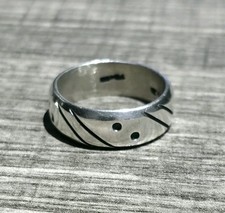 Mexican Sterling Silver 925 Carved Band Ring 10g Geometric Pattern Taxco Style