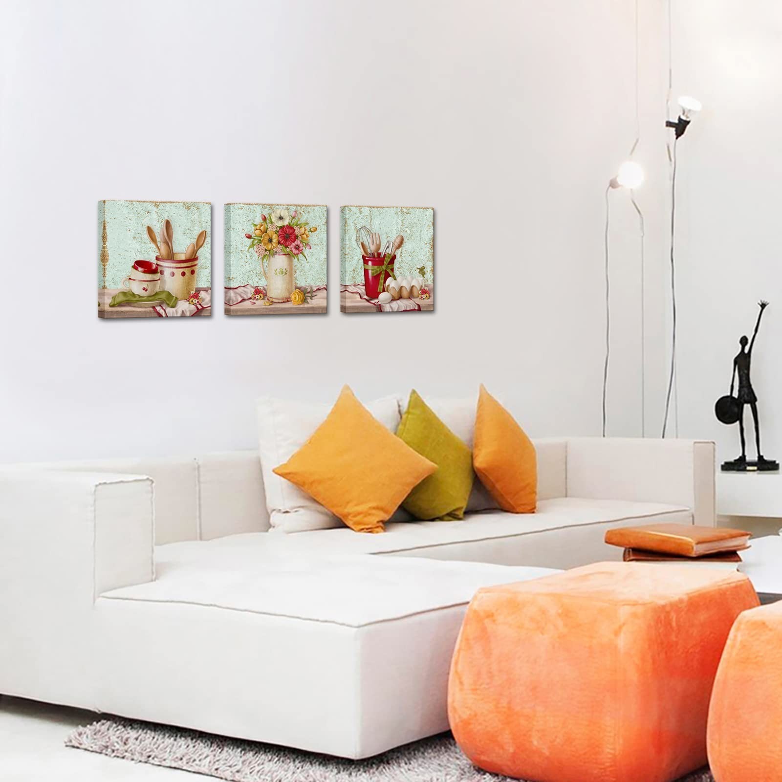 KREATIVE ARTS 3 Piece Kitchen Wall Art Set Fork Spoon Poster Painting on Canv...