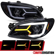 Fit 2006-2007 Subaru Impreza WRX Black Smoke Projector Headlights LED Sequential