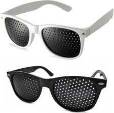 2 Stück Rasterbrille Augentraining,Brille Lochbrille für Augentraining,Pinhole G