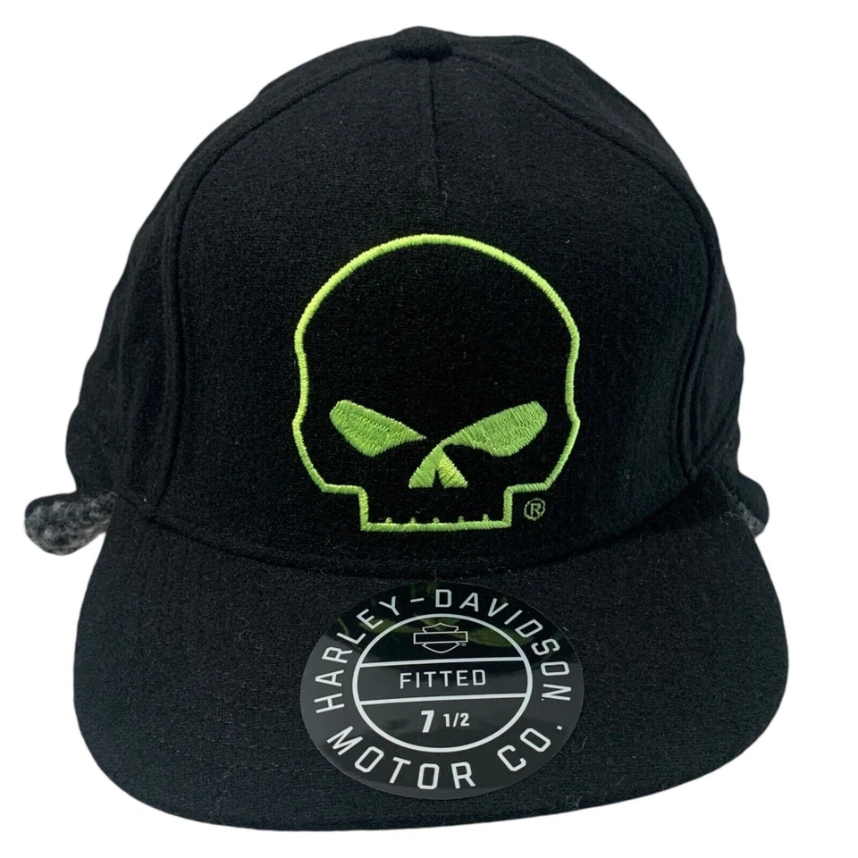 Harley Davidson Para Hombre Talla 7 1/2 (XL) Ajustado Willie G Calavera Sherpa Oreja Gorra Sombrero Foto 3 de 4