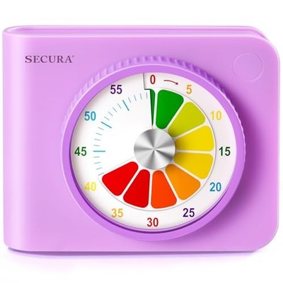 Secura Visual Timer for Kids   60-Minute Classroom Countdown Timer with Purple