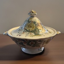 Masons “Strathmore” Vegetable/Tureen Dish Green Floral Vintage VGC