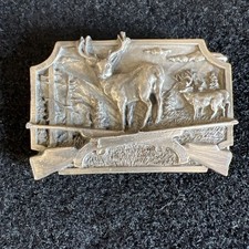 Deer Elk Buck Doe Hunting Rifle Wildlife Hunters Vtg. 1982 Siskiyou Belt Buckle