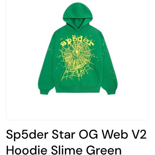 Sp5der Worldwide Green Star OG Web v2 Hoodie Sweatshirt XL Neu mit Etikett dicker Druck - Bild 2 von 4