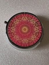 TRAVEL PILL BOX POT-MULTI COLOUR MANDALA - MEDICINE STORAGE - COLLECTABLE-NEW