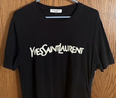 Yves Saint Laurent Rive Gauche Black T-Shirt Women's Sz XL Vintage