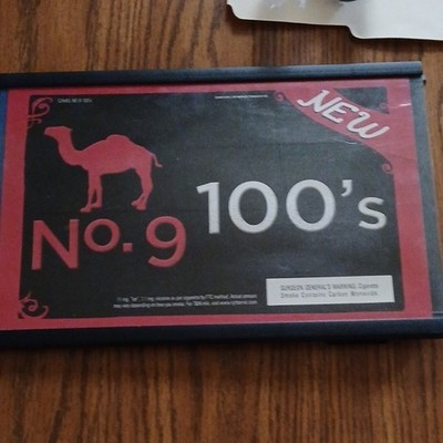 Camel No. 9 100's Collectible Tobacco Sign Red Black Vintage Advertising Decor