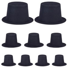 90 PCS Mini Top Hat 3 Size Black Velvet Tiny Formal Plastic Miniature DIY