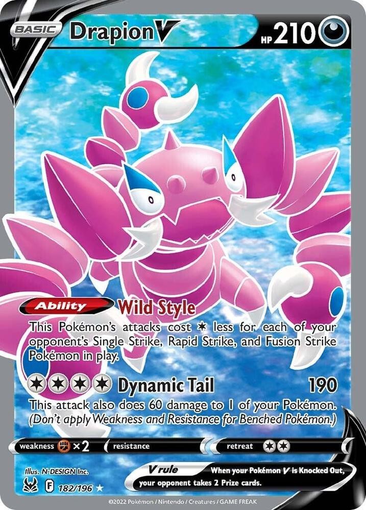 DRAPION V 182/196 LOST ORIGIN POKEMON (FULL ART, NM)