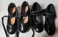 Capezio Girls Tap Shoes 10M Black Lace-Up Danskin USA 10 Tap Dance 2 Shoe Lot