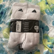 Adidas 6 Pack White Arch Compression Crew Socks Mens Size 6-12 New
